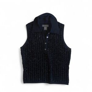 Vintage Merino Wool Black Beaded Banana Republic sleeveless polo sweater tank